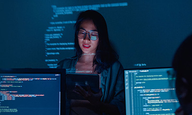 person presenting code