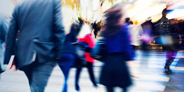 business people on city street