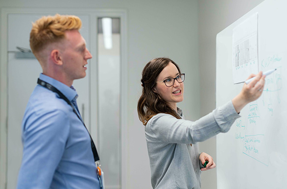people working at whiteboard
