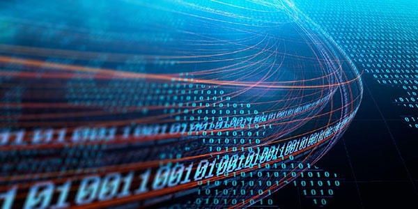 Abstract image of binary code 01 001 etc