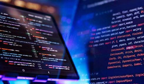 abstract code on multiple monitors