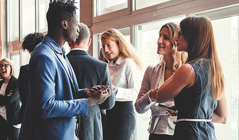 people mingling at fundraising event